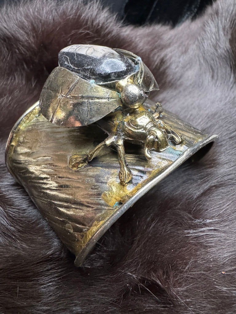 Scarab Beetle fossil limestone  Bracelet