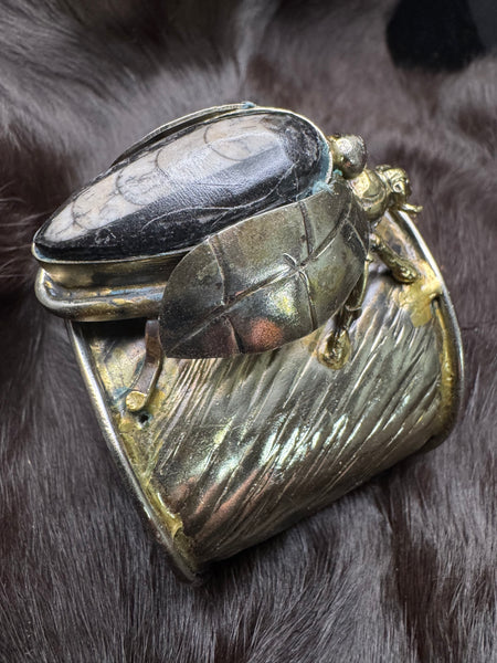 Scarab Beetle fossil limestone  Bracelet