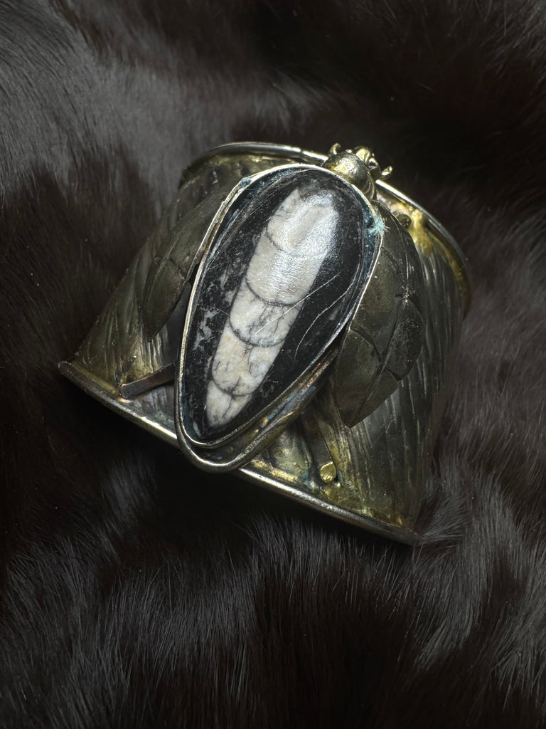 Scarab Beetle fossil limestone  Bracelet