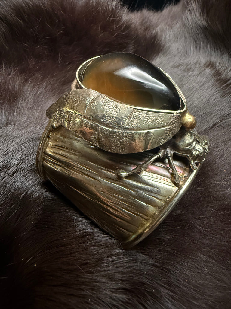 Scarab beetle Smoky quartz Garden bracelet