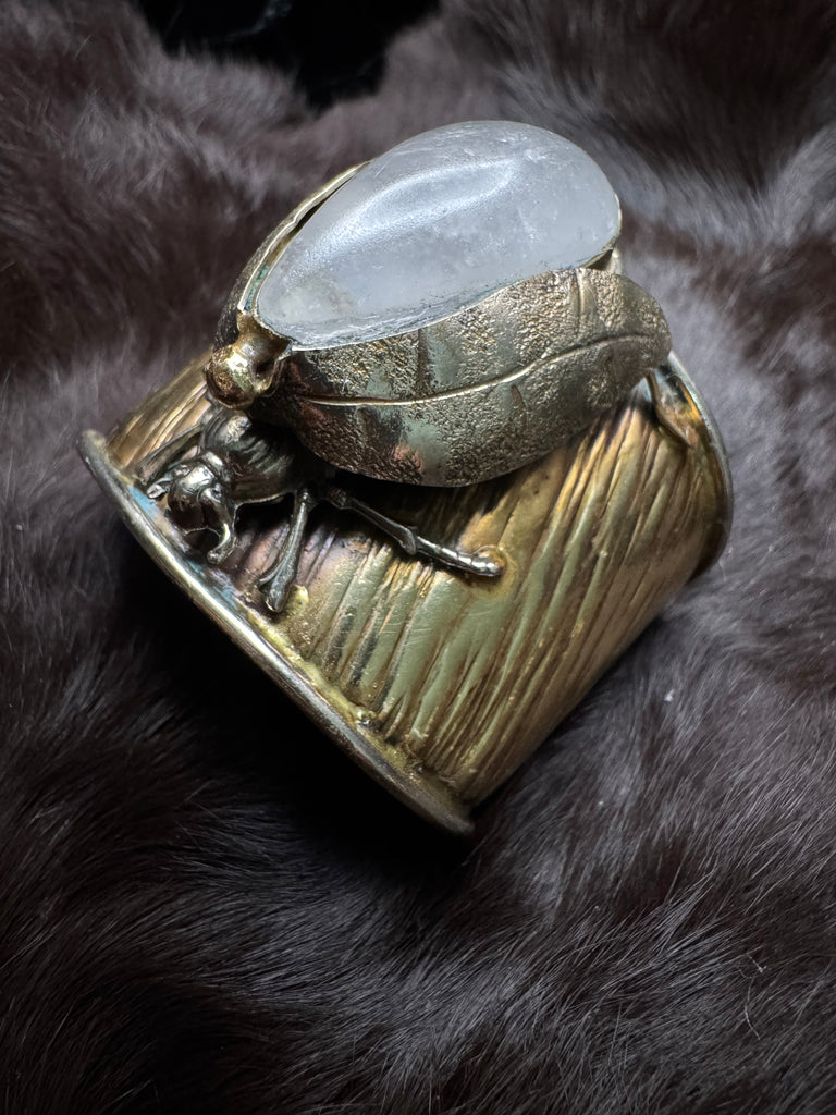 Scarab Beetle Tear Drop Quartz Garden Bracelet