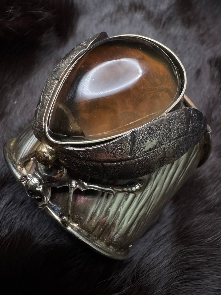 Scarab beetle Smoky quartz Garden bracelet