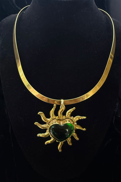 Green Heart Sun Necklace