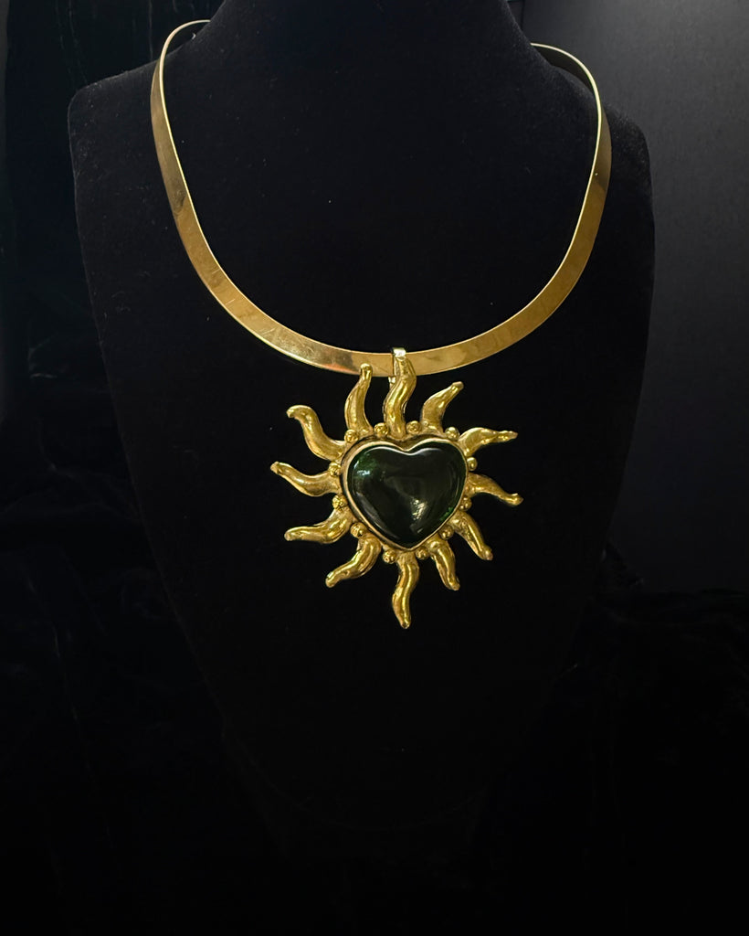 Green Heart Sun Necklace