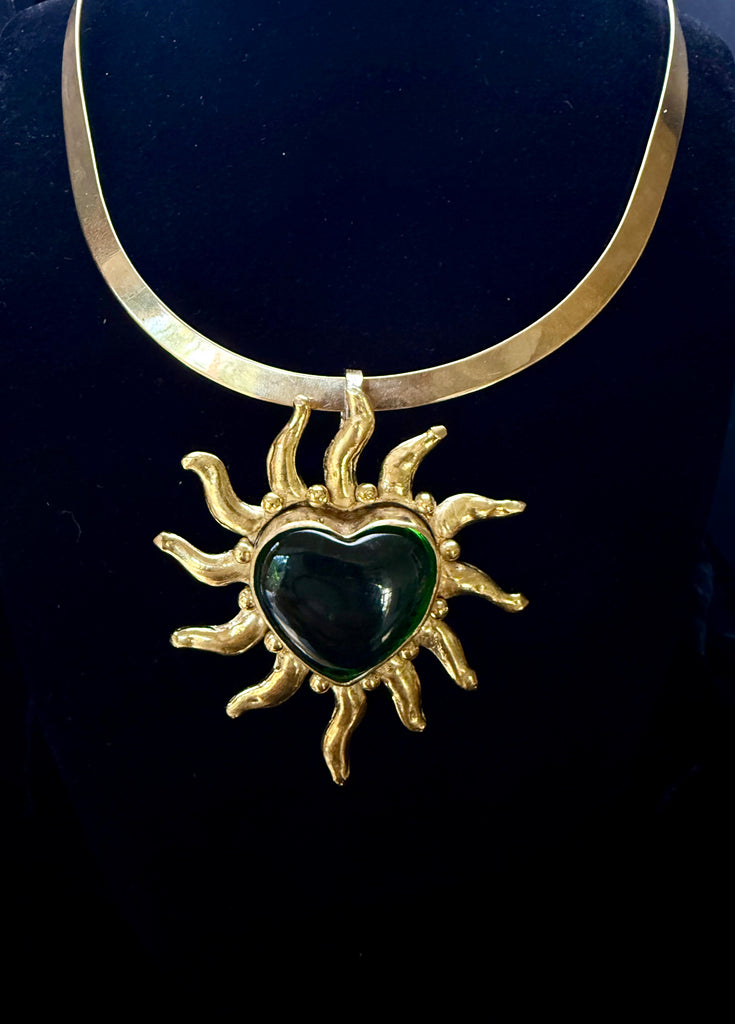 Green Heart Sun Necklace