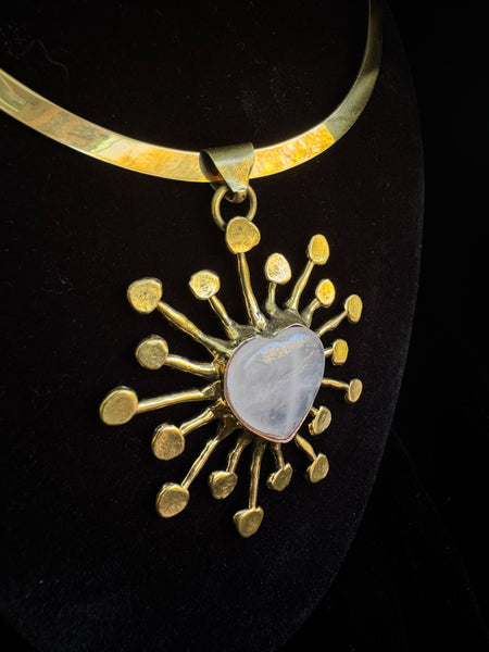 White Heart Sun Necklace