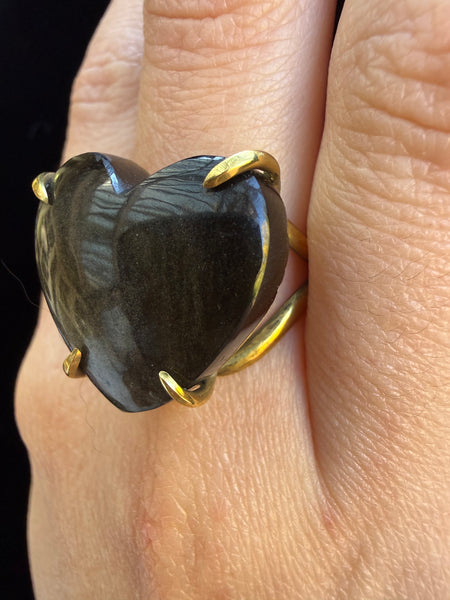 Obsidian Heart Ring