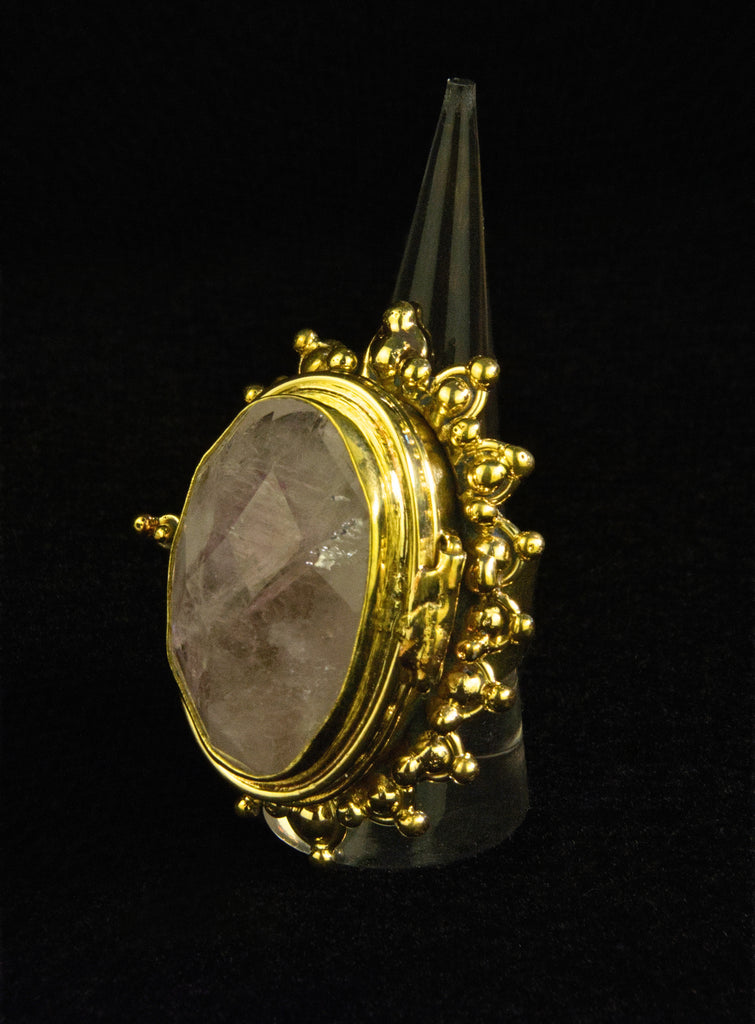 Large Oval Faceted Amethyst Locket Ring