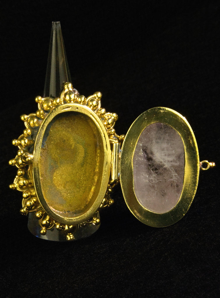 Large Oval Faceted Amethyst Locket Ring