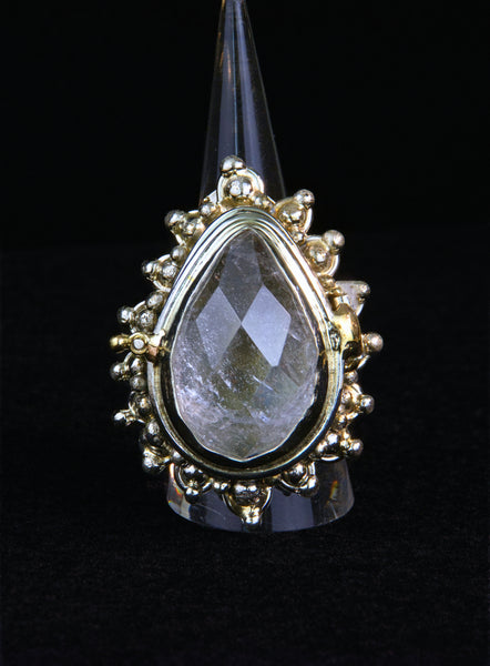 Clear Quartz Tear Drop Locket Ring