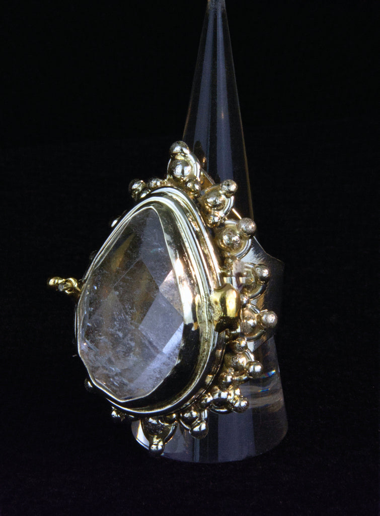 Clear Quartz Tear Drop Locket Ring