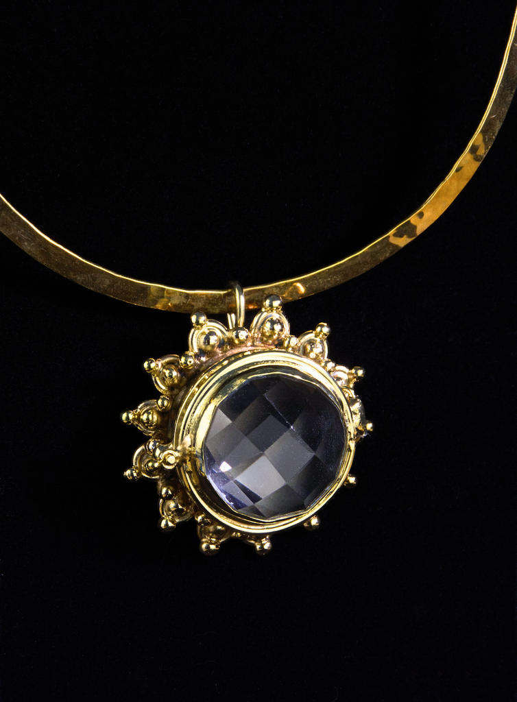Round Clear Quartz Locket Necklace