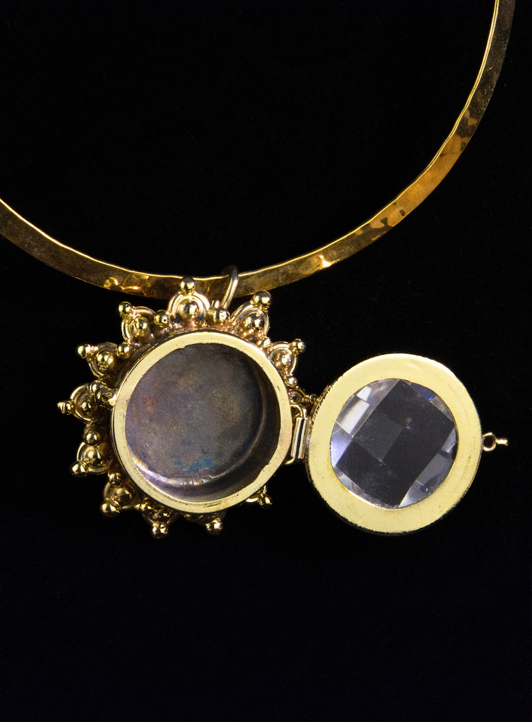 Round Clear Quartz Locket Necklace
