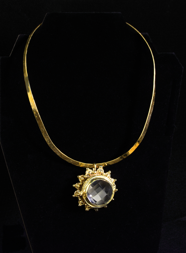 Round Clear Quartz Locket Necklace