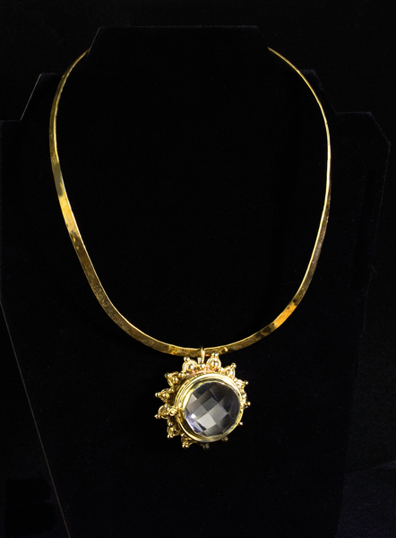 Round Clear Quartz Locket Necklace