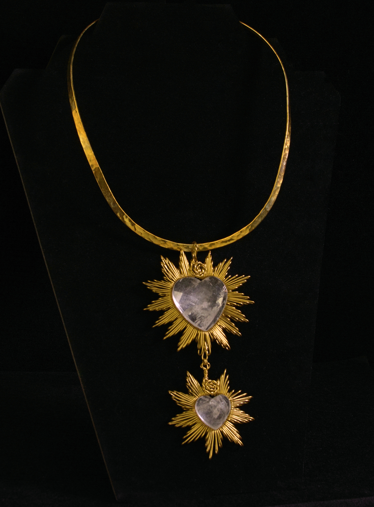Two United Quartz Hearts Necklace